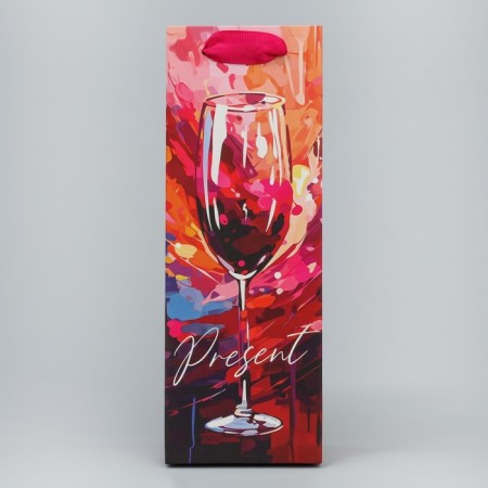 Gift package for a bottle, packaging, "glass of happiness", 9 x 25 x 8.9 cm-2