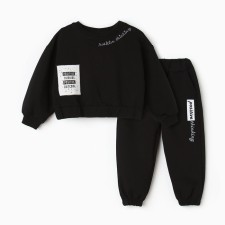 Kit for girls (sweatshirt, trousers), black color, height 98 cm