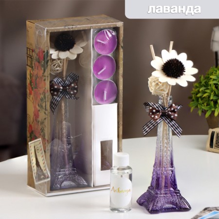 Set of gift "Paris" (diffuser and candles) Lavender, "Wealth of aroma"-7