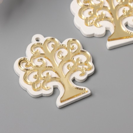 Decor for creativity wood, plastic "tree" Mirror set 2 pcs 4.1x4.8 cm-1
