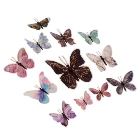 Butterflies cardboard "marble with gold" set of 12 pcs h = 4-10 cm on magnet-5