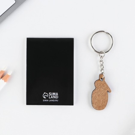 Gift set: notebook A7, 16 sheets and wooden keychain "Real men's"-7