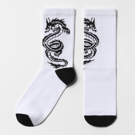 Socks, white color/black dragon, river 29
