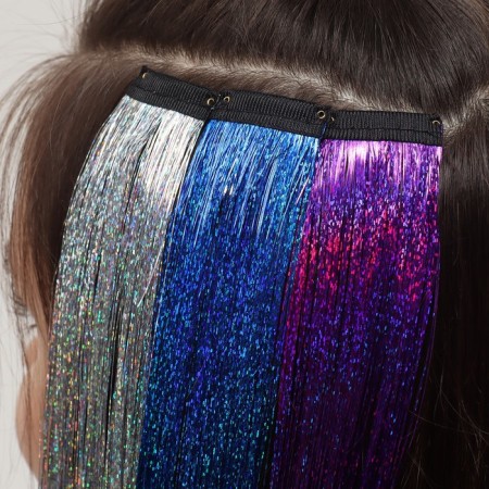 Hair strand, rain, clock, 50 cm, purple color-2