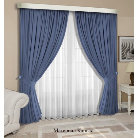 Set of curtains "Canvas", size 200x270 cm, 2 pcs, blue color