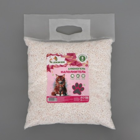 Filler for cat toilets "Pizhon" Alumogel 3 kg absorbs up to 10 liters
