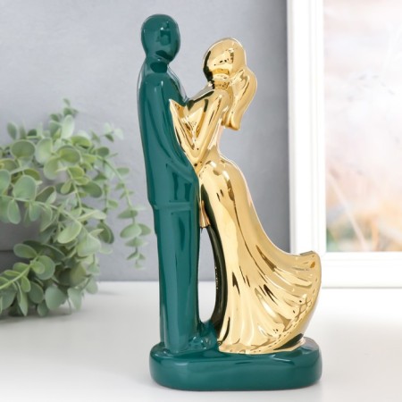 Souvenir Ceramics "Lovers" dark green with gold 22x10x6.5 cm