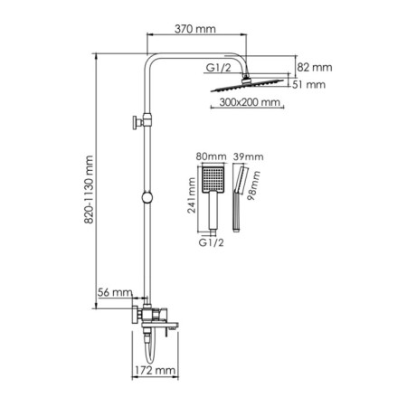 The shower system wasserkraft a177.069.141.087.ch, tropical shower, shower, chrome-2
