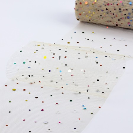 Fatin with multi -colored sparkles, 15 cm, 11 ± 1 g/sq.m, 23 ± 1 m, beige color No. 4-1
