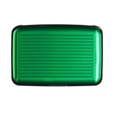 The business card between the plastic, metal, with the departments inside, the green