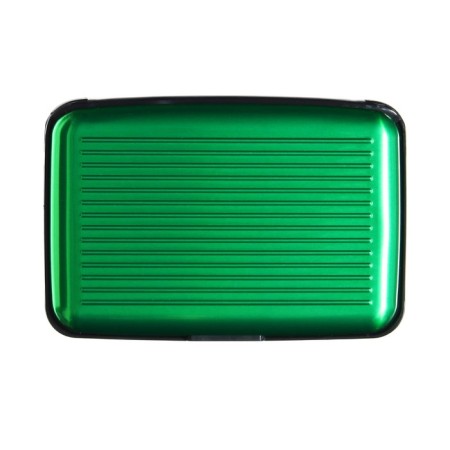 The business card between the plastic, metal, with the departments inside, the green