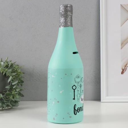 Pig a piggy bank Ceramics "Channel Bottle" Mint 9.5x9.5x30 cm-1