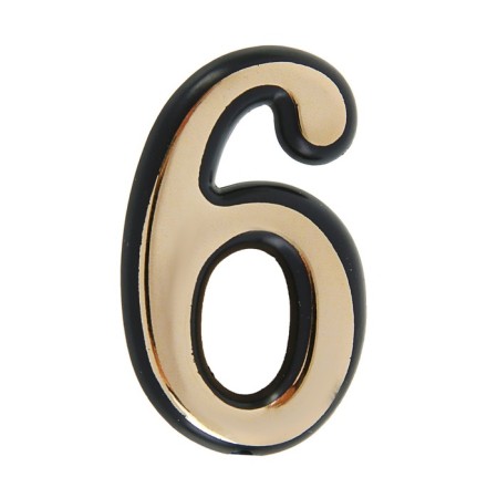 Door number "6", plastic, gold color