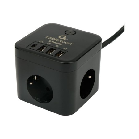 Network filter Cablexpert Cube Cube-3-CU3-B-1.5, 3P, 10A, 1XTYPE-C PD, 3XUSB, 1.5m, Ur. 4+ 1030904-1