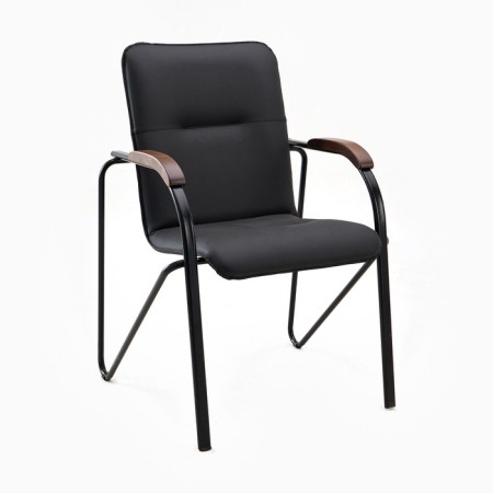 Chair click furniture "Samba" for visitors, black/nut, frame metal, eco -leather upholstery