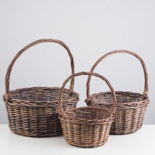 A set of wicker baskets (willow), 41x41x20/48 cm/35x35x17.5/42 cm/29x29x15/36 cm, 3 pcs., Cores