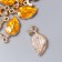 Decor for creativity metal, enamel "Leaf with a branch" Orange 0.8x2 cm