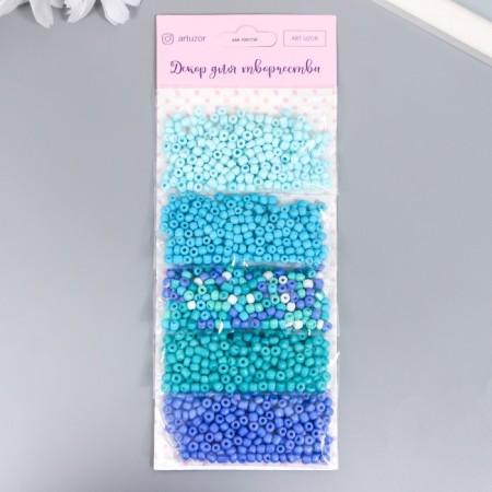 Round beads 6/0 "Blue palette" 5 colors x 20 g 20x8x0.7 cm