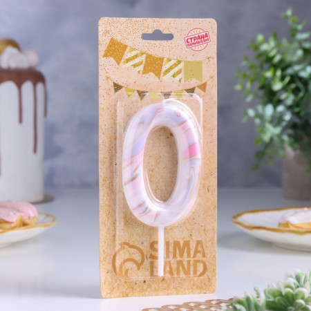 Candle in the “White Marble” cake, number “0”, giant, 9 cm-1