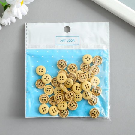 Buttons wood for creativity 4 punctures "Circle stitches" set 40 pcs 1.2x1.2x0.3 cm-2