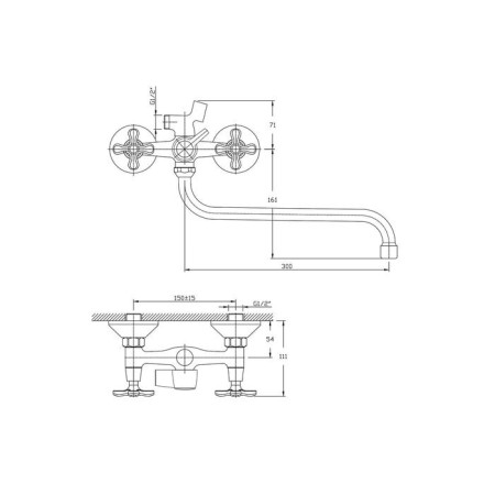Bath mixer Rush Sakhalin SA5350-51, two-wound, long spout, chrome-1
