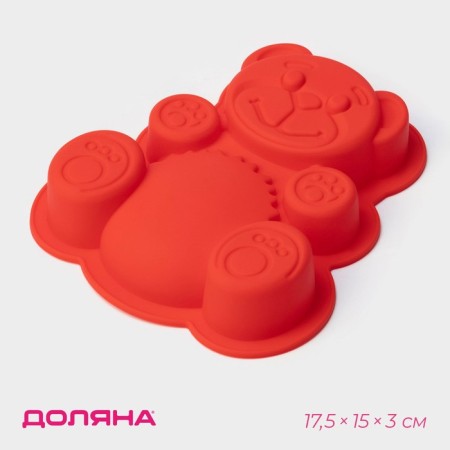 Baking uniform "Bear", silicone, 17.5 × 15 × 3 cm, color mix