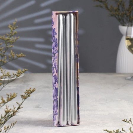 A set of antique candles, 2.2x 30 cm, 4 pieces, silver metallic-1