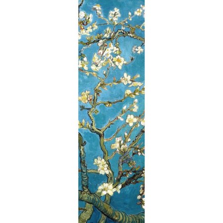 Bookmark with an elastic band. Van Gogh. Blooming branches of almonds