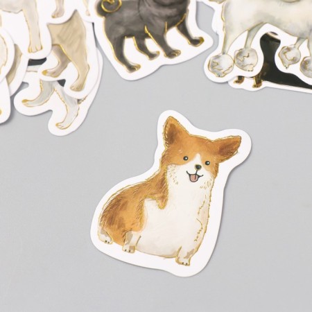Stickers for the creativity of the "dog breed" embossing silver set 48 pcs 9x7x0.8 cm-3