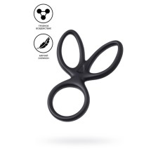 Triple Ring on the A-Toys Kraken penis, silicone, black color, 10 cm