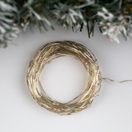 Garland "thread" 10 m Rosa, IP20, silver thread, 100 LED, red glow, 12 V-1
