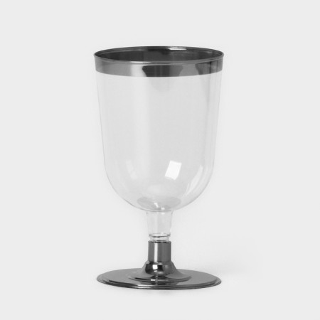 A plastic disposable glass for the wine "Crystal", 200 ml, with metallized bacons, transparent color, 6 pcs/un-2