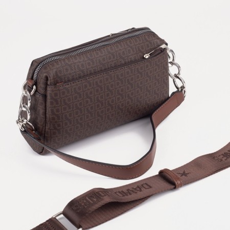 Bag-Baget on the zipper David Jones, 2 external pockets, brown color-1