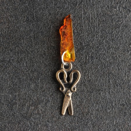 Talisman keychain "Scissors", brass, amber