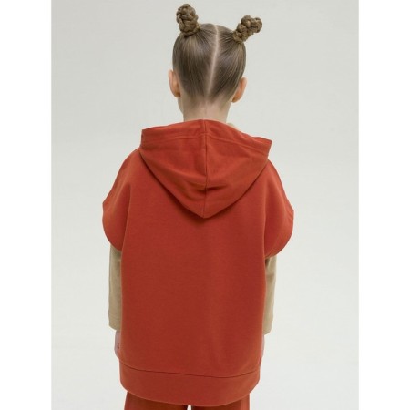 Sweatshirt for girls, height 110 cm, terracotta color-3