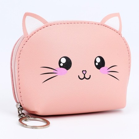 Children's wallet with a zipper, pink color-1