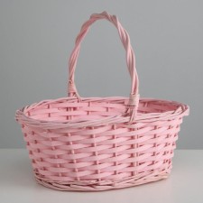 Wicker basket, willow, 30x21x12x25 cm, pink