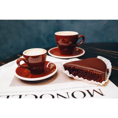 Coffee steam porcelain Magistro Coffee Time, 2 objects: a cup 180 ml, a saucer d = 14.5 cm, brown color-9