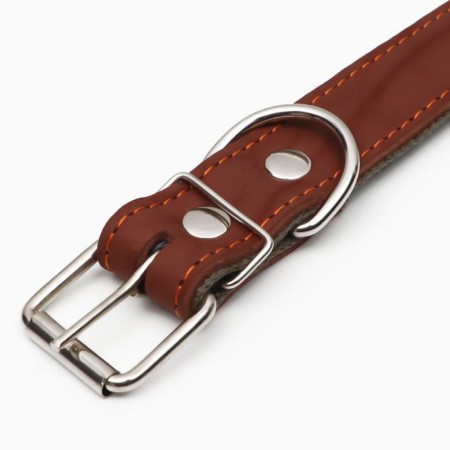 Collar combined leather/tarpaulin, 69 x 3.5 cm, Osh 45-60 cm, brown-3