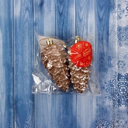 Jewelry decoration "cones" (set 2 pcs) 4x10 cm, golden-white-1