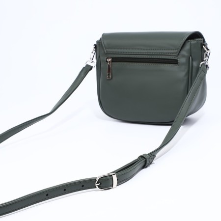 Richet bag on a magnet, outer pocket, long belt, green color-5