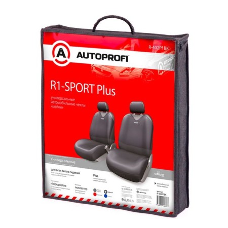 Autoprofi R-1 Sport Plus R-402PF BK, front row, closed seat, polyester, 4 objects, black color black-1