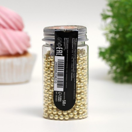 Sprinking confectionery "Metal gold", 4 mm, 50 g-2