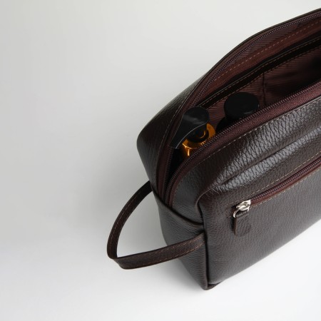 Lightning cosmetic bag, Textura, 2 external pockets, brown color-6