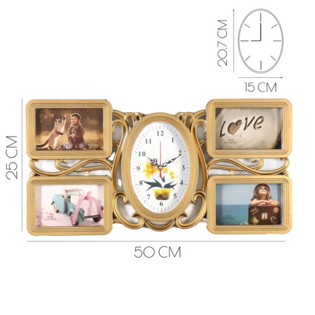 Wall clock, series: photo frames, "love", discrete move, 50 x 25 cm, dial 20.7 x 15 cm 92370