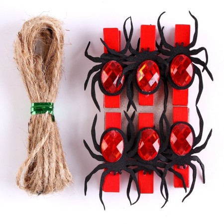 Set of decorative clothespins "Spiders" 6 pcs., Reds-2