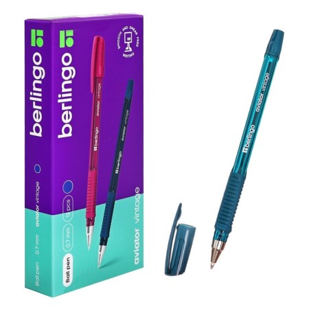 Ballpoint handle Berlingo "Aviator Vintage" Blue, 0.7mm, flu, Mix case-3