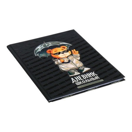 Universal Grade 1-11 Diary, 48 sheets "Bear with an umbrella", hard cover, matte lamination, universal cheat sheet, block 65 g/m2-1