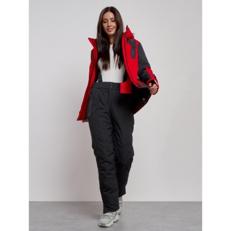 Ski costume female winter, size 48, red color-11