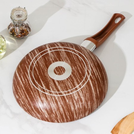 Deep pan Kantry, D = 24 cm, glass cover, plastic handle, anti -stick coating, brown color-2